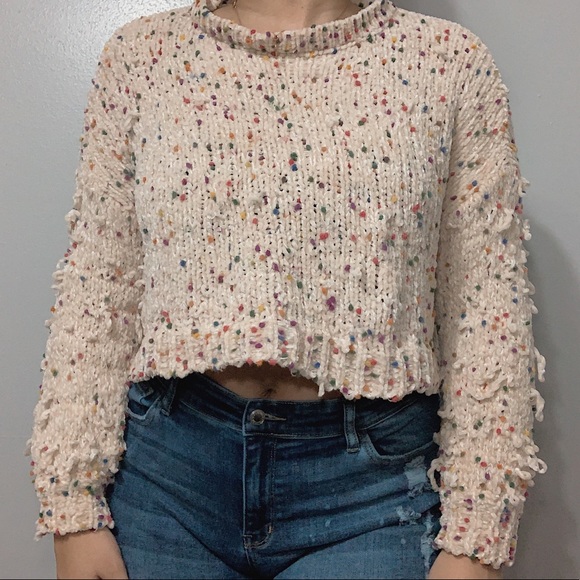 Sweaters - CROPPED POM POM SWEATER